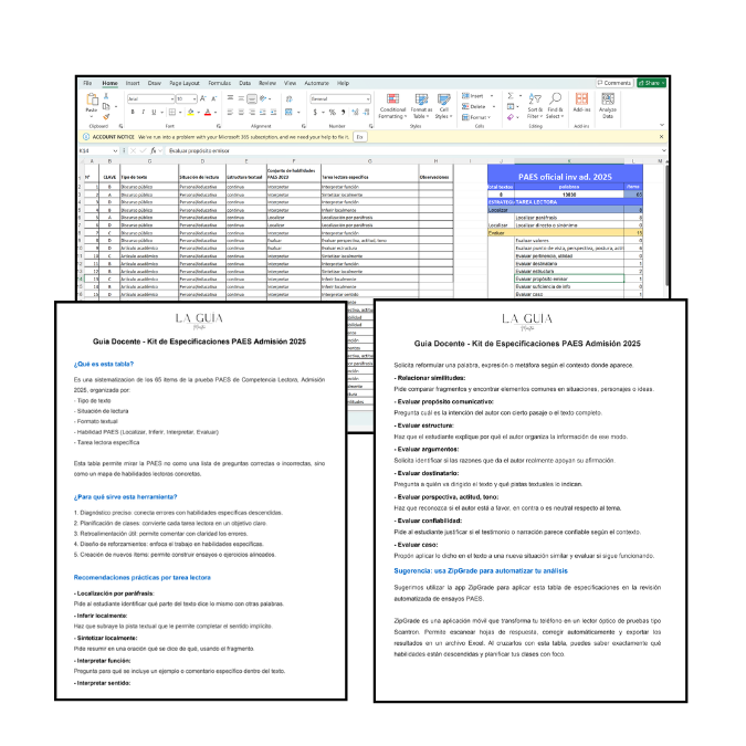 III° a IV° - Tabla especificaciones PAES Invierno 2026
