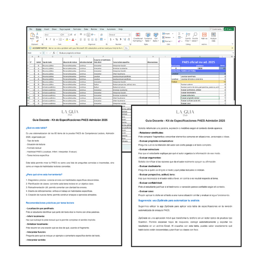 III° a IV° - Tabla especificaciones PAES Invierno 2026