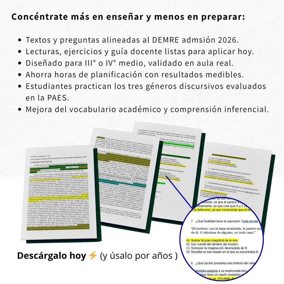 PACK PAES: Miniensayo 3 lecturas + 🎁 Léxico Propósitos