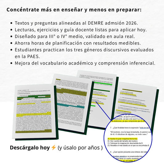 PACK PAES: Miniensayo 3 lecturas + 🎁 Léxico Propósitos