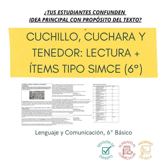 6° - Comprensión lectora: Cuchillo, cuchara y tenedor, una historia occidental