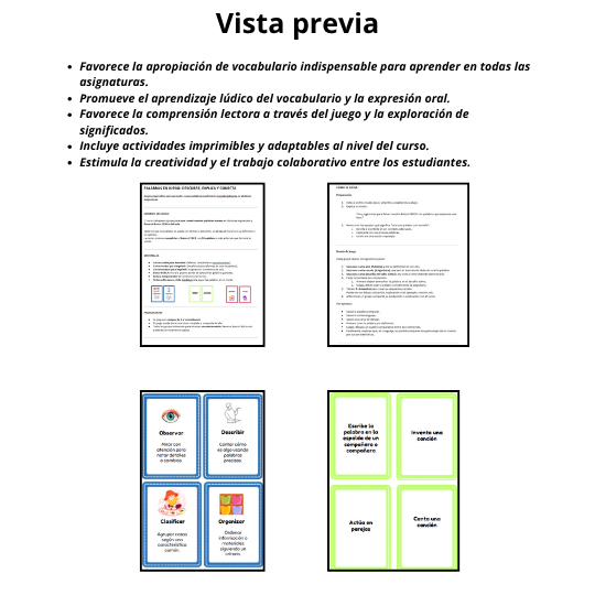 3° y 4° Básico / Palabras en juego: ¡activa el vocabulario que impulsa el aprendizaje!