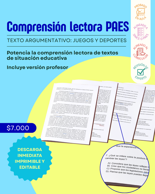 III° a IV° Comprensión Lectora "Juegos y Deportes..."