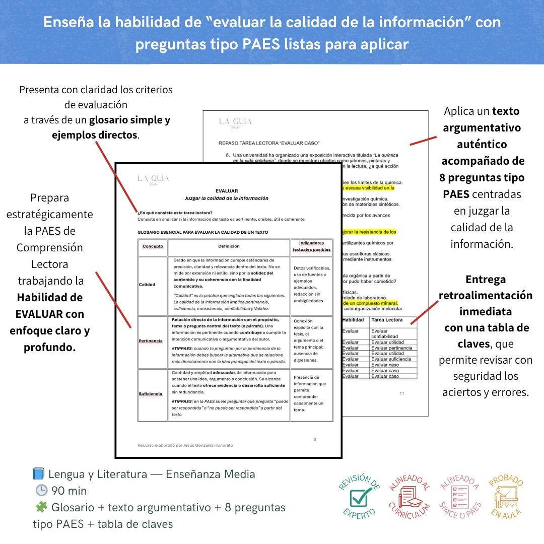 III° y IV° - Habilidad de Evaluar: juzgar la calidad (9 págs.)