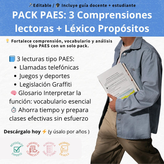 PACK PAES: 3 Comprensiones Lectoras + Léxico Propósitos
