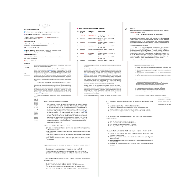 III° a IV° Comprensión Lectora "Juegos y Deportes..."