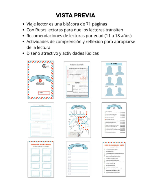 5° a IV° VIAJE LECTOR: Bitácora + estampillas recortables