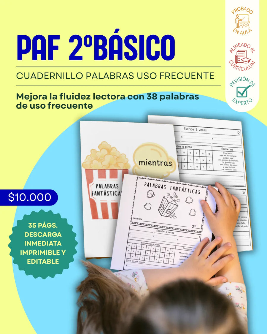2° Básico | Fluidez Lectora: Palabras de Uso Frecuente (35 págs)